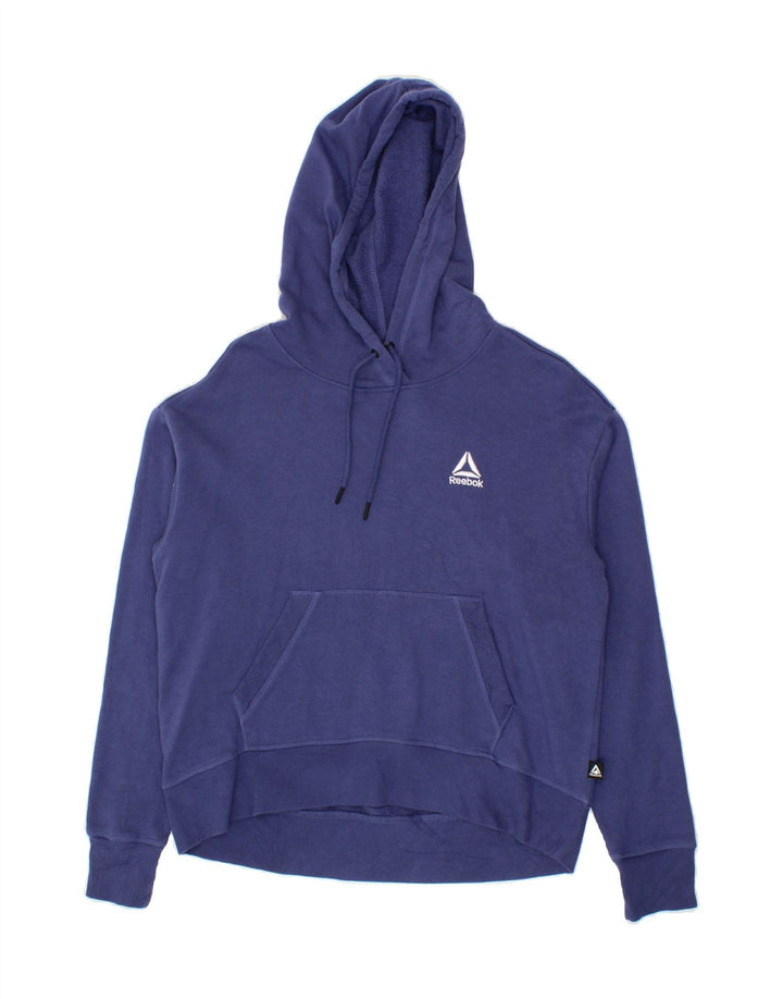 REEBOK Womens Hoodie Jumper UK 14 Large Navy Blue Vintage Reebok and Second-Hand Reebok from Messina Hembry 