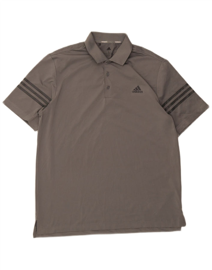 Polo ADIDAS da uomo grande in poliestere grigio