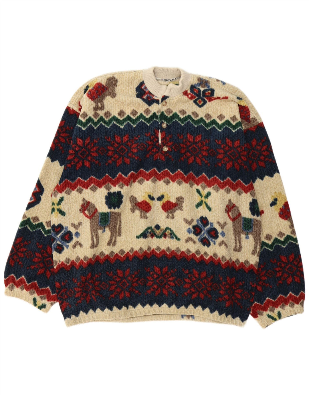 Fort & Madox Maglione da uomo con collo a bottoni XL Novità multicolore