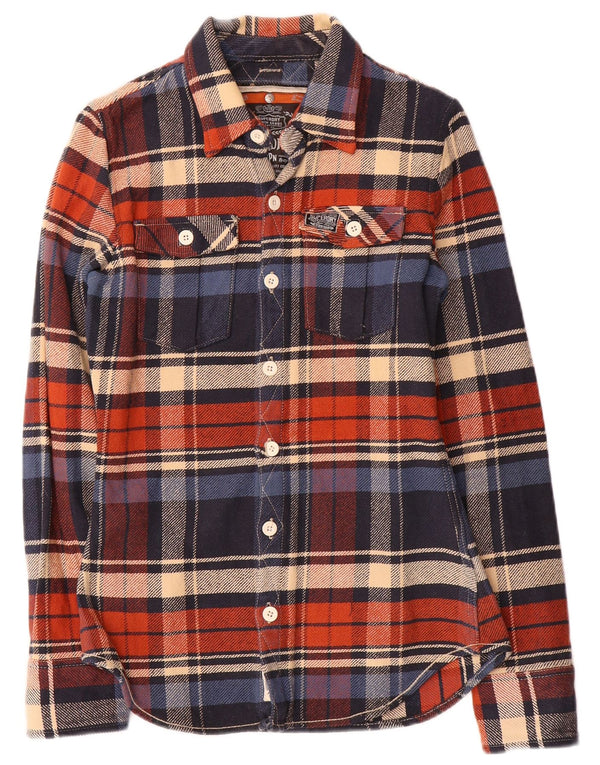 Camicia da uomo in flanella Superdry a quadri piccoli in cotone multicolore