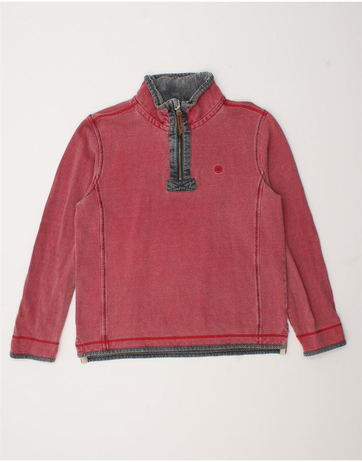 Felpa da uomo con zip e collo Fat Face, piccola, in cotone rosso