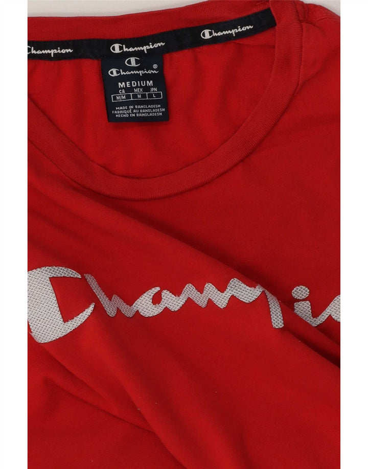 T-shirt grafica da uomo Champion Top in cotone rosso medio