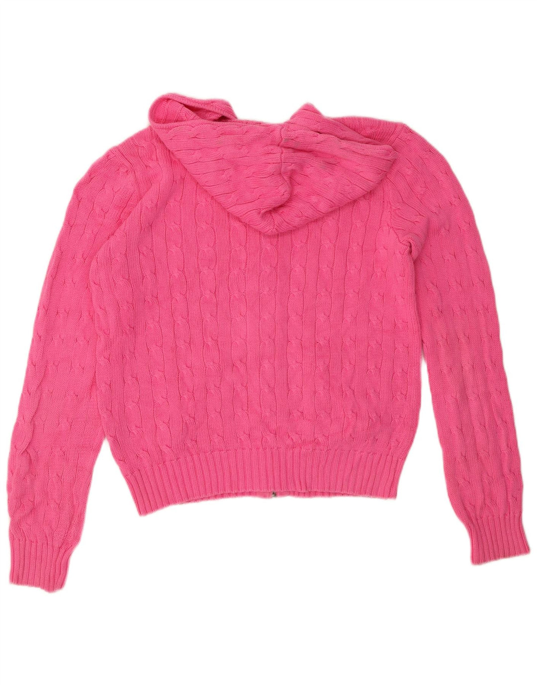 Maglione cardigan corto con cappuccio da donna Ralph Lauren UK 16 grande cotone rosa