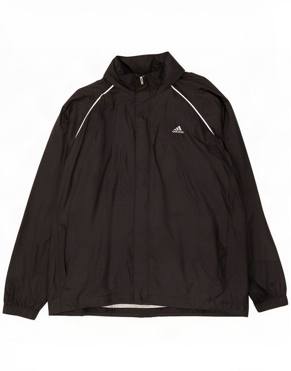 Adidas Giacca antipioggia da uomo con cappuccio grafico UK 42 XL Nero Poliammide