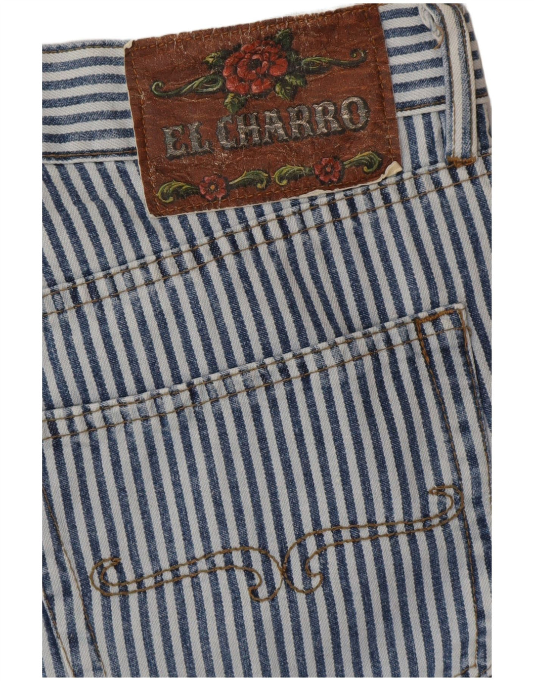 Jeans dritti da donna El Charro W32 L28 gessato blu
