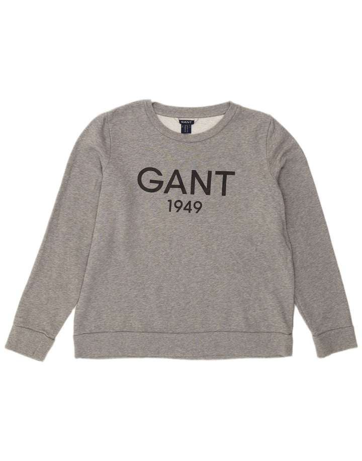 Felpa grafica da donna Gant Maglione UK 14 Cotone screziato grigio medio