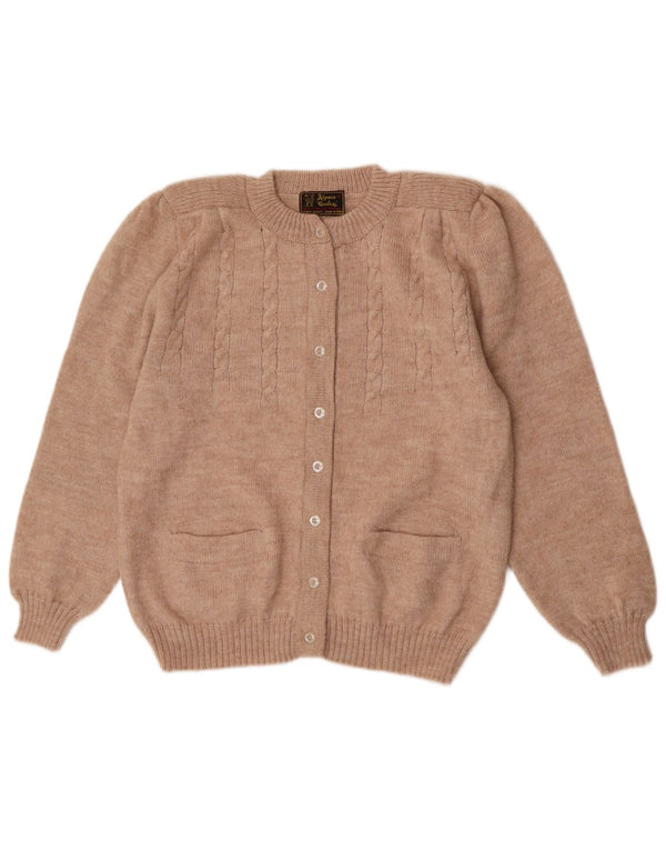 Maglione cardigan da donna in alpaca quitex UK 12 beige medio