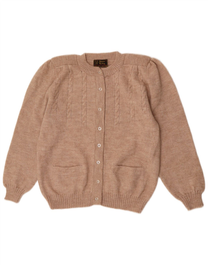 Maglione cardigan da donna in alpaca quitex UK 12 beige medio