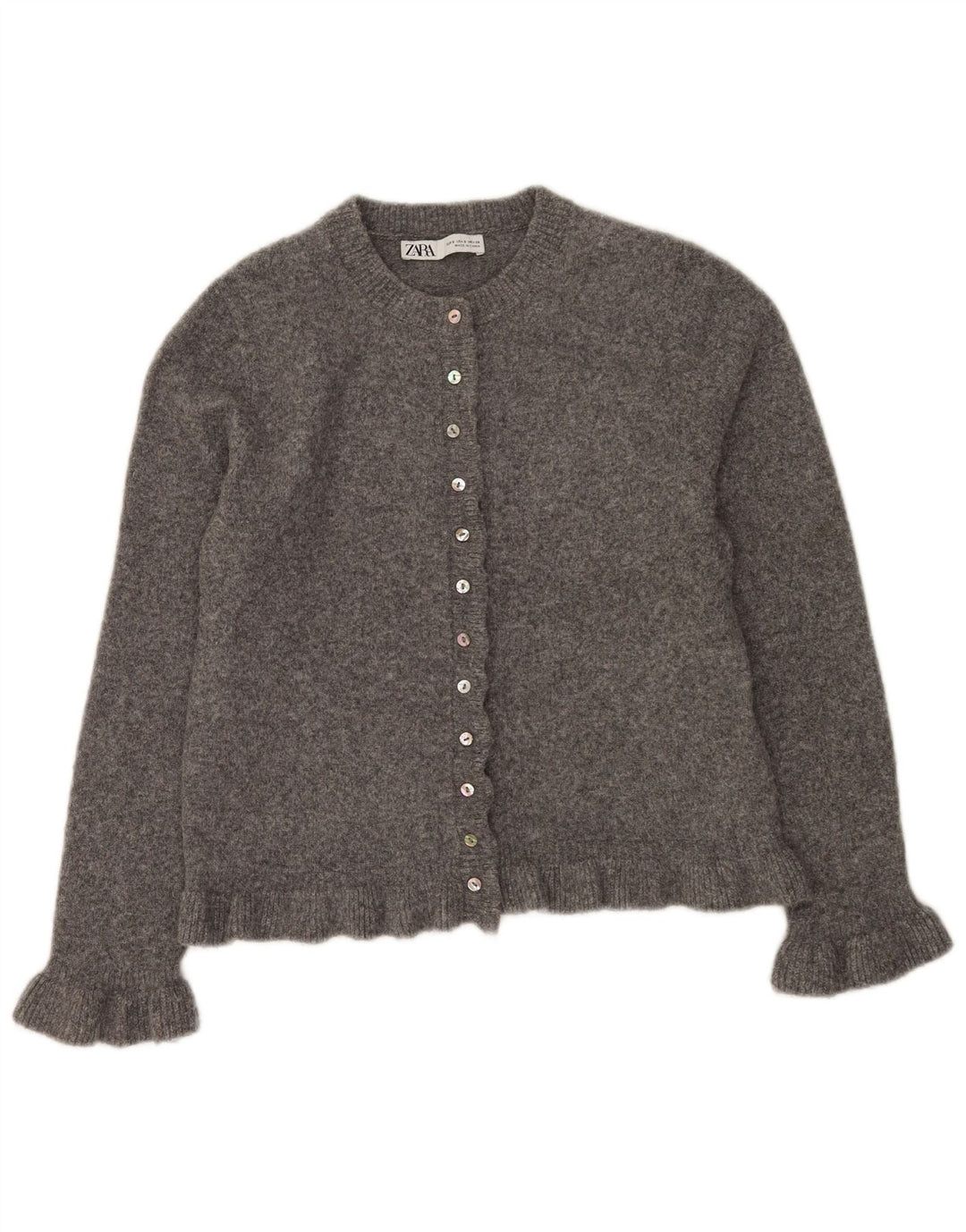 Maglione cardigan da donna Zara UK 10 piccolo poliestere grigio