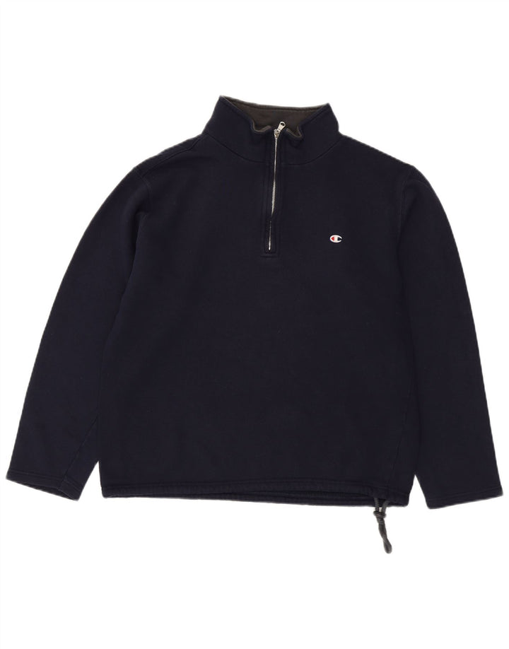CHAMPION Felpa da uomo con collo con zip, maglione medio, cotone blu navy