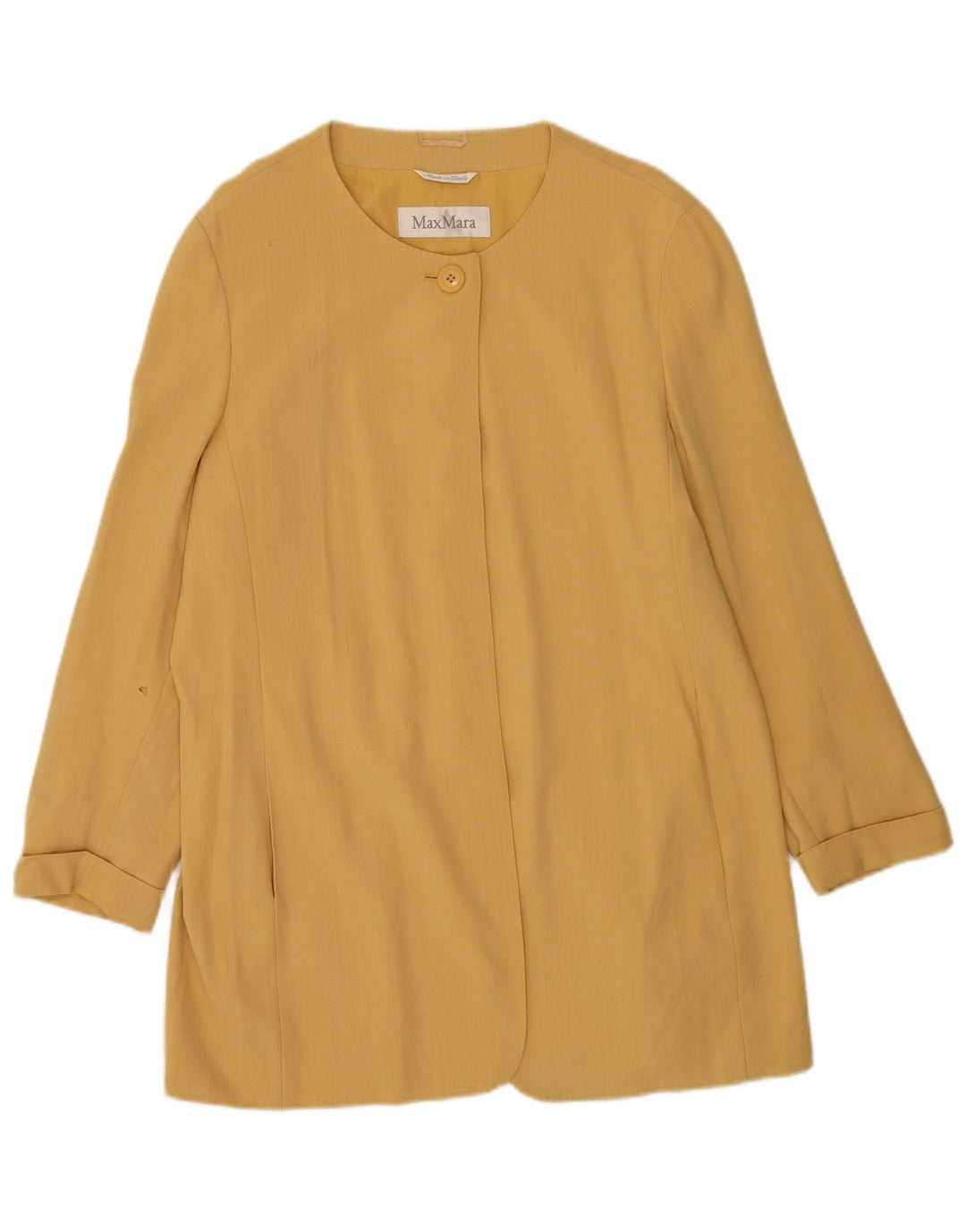 Giacca blazer a 1 bottone lungo da donna Max Mara UK 16 grande gialla