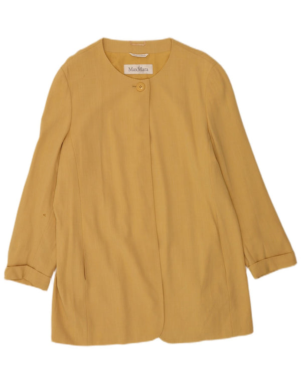 Giacca blazer a 1 bottone lungo da donna Max Mara UK 16 grande gialla