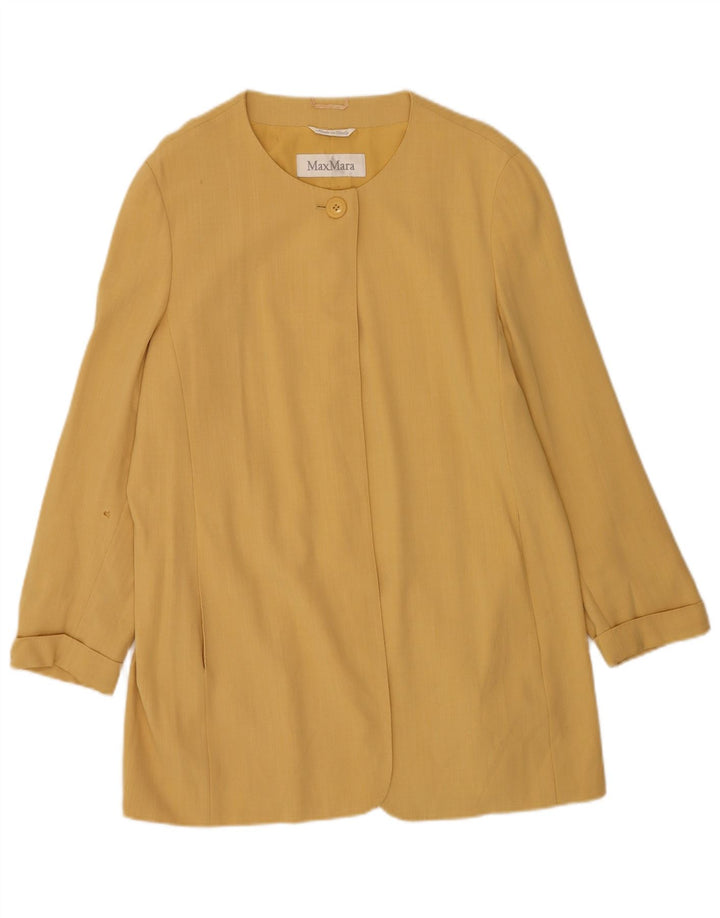 Giacca blazer a 1 bottone lungo da donna Max Mara UK 16 grande gialla