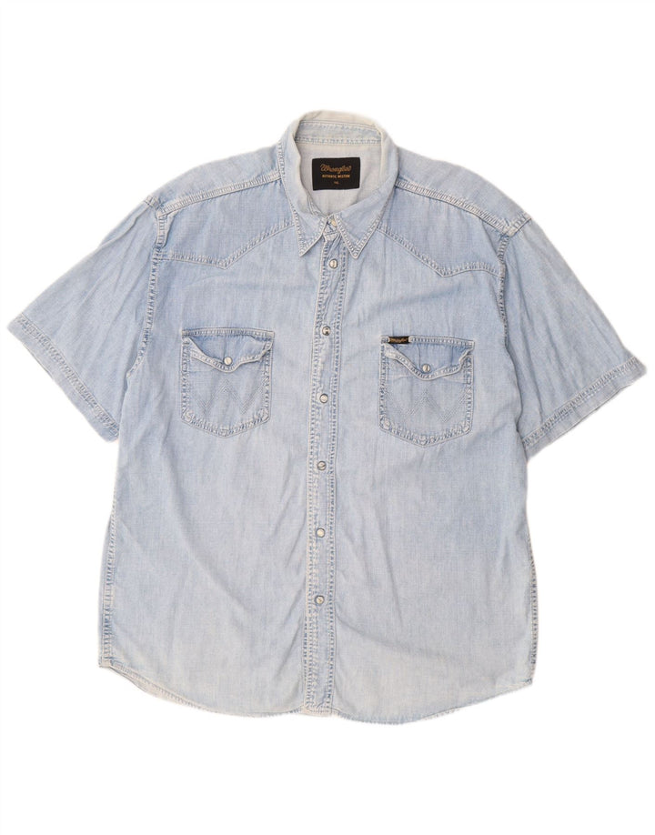 Camicia di jeans a maniche corte da uomo WRANGLER 2XL Blu