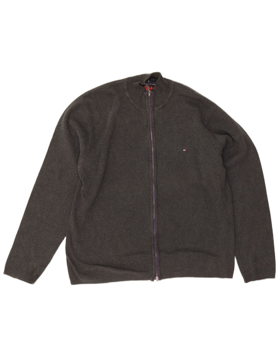 Maglione cardigan da uomo Tommy Hilfiger XL in cotone grigio