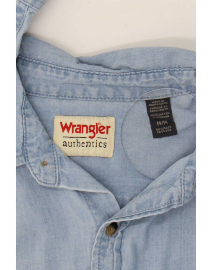 Camicia di jeans da uomo Wrangler in cotone blu medio