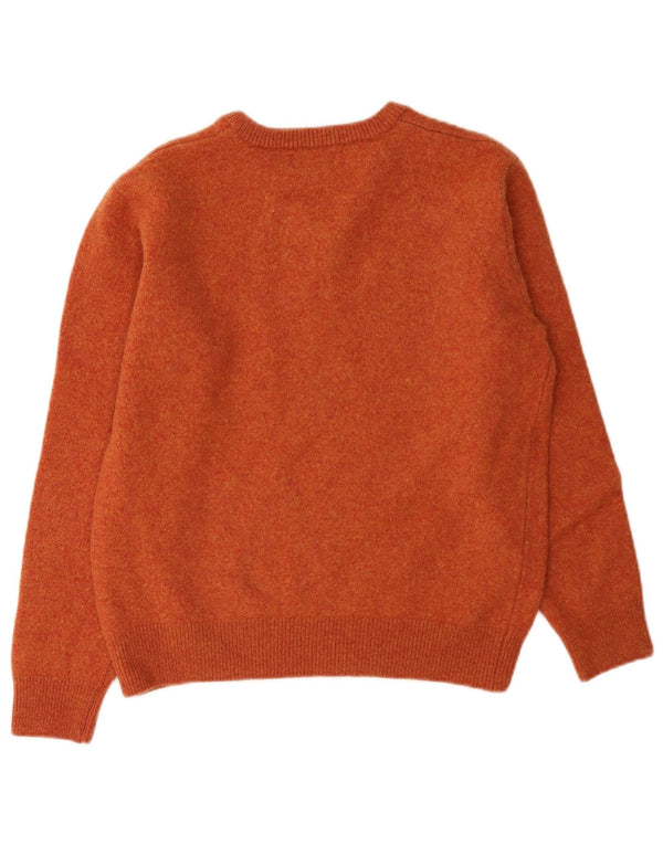 Maglione maglione con scollo a V da donna Lincoln UK 14 Lana arancione medio