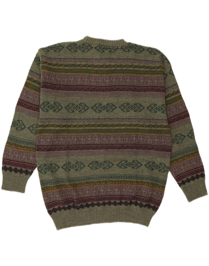 Maglione maglione girocollo da uomo Starter XL verde lana geometrica