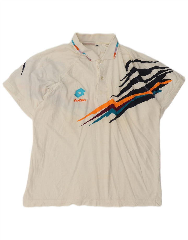 Polo grafica da uomo Lotto in cotone bianco medio