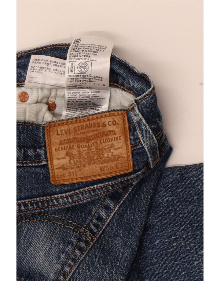 Levi's Uomo 511 Slim Jeans W36 L32 Cotone Blu