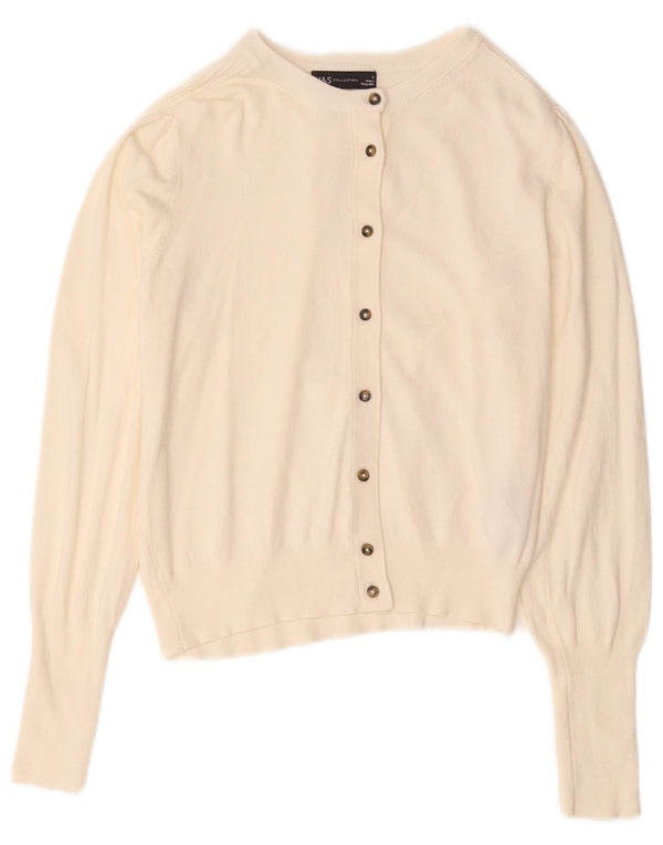 Maglione cardigan da donna Marks & Spencer UK 12 Viscosa bianco sporco medio