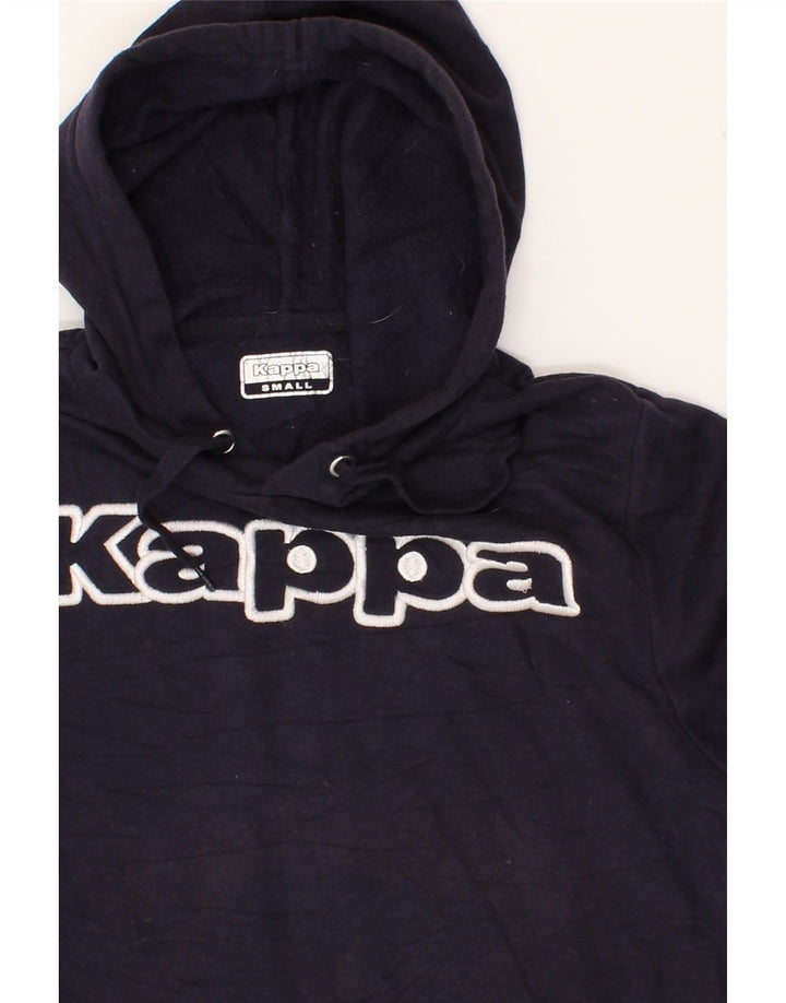 KAPPA Mens Graphic Hoodie Jumper Small Navy Blue Cotton Vintage Kappa and Second-Hand Kappa from Messina Hembry 