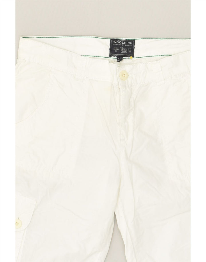 WOOLRICH Womens Cargo Shorts US 12 Large W30 White Cotton | Vintage Woolrich | Thrift | Second-Hand Woolrich | Used Clothing | Messina Hembry 