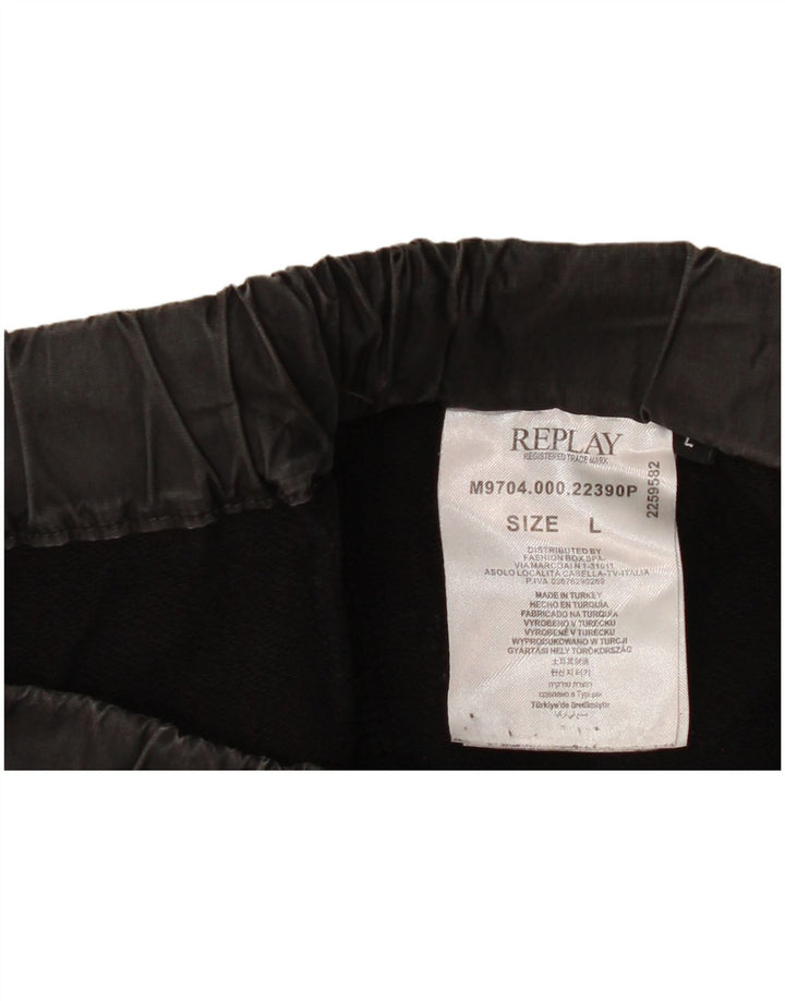 REPLAY Pantaloncini chino da uomo grandi W34 cotone nero