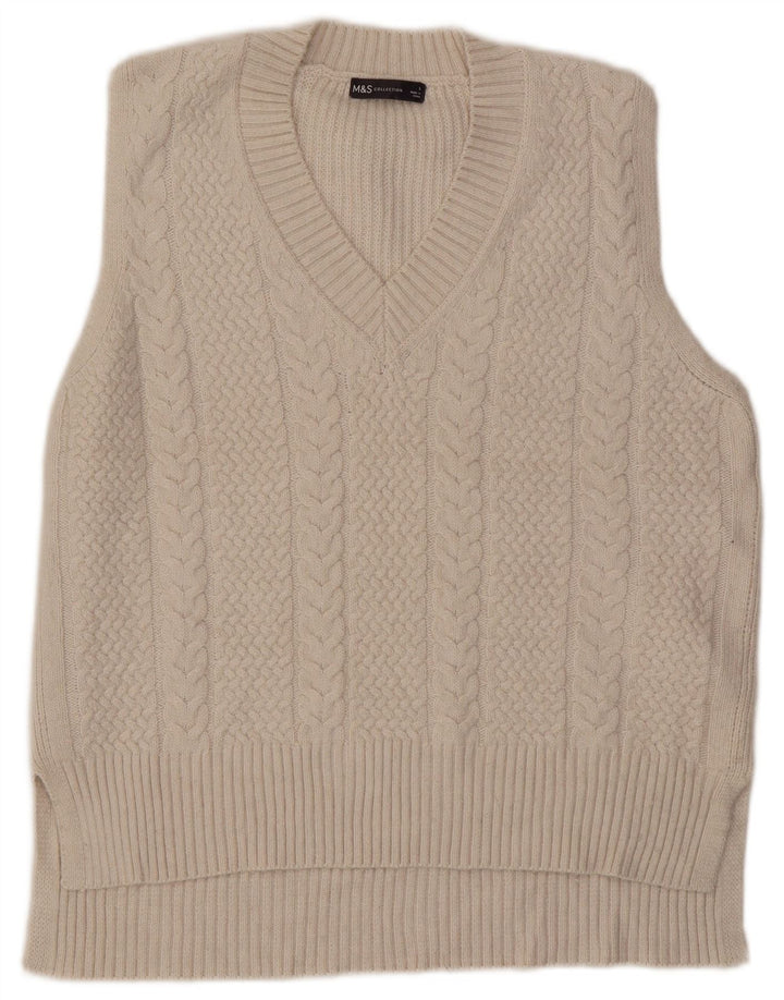 Canotta da donna Marks & Spencer UK 16 grande poliestere bianco sporco