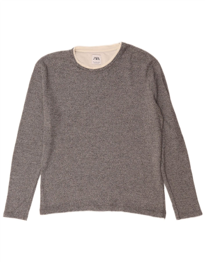Top Zara da uomo a maniche lunghe piccolo grigio screziato