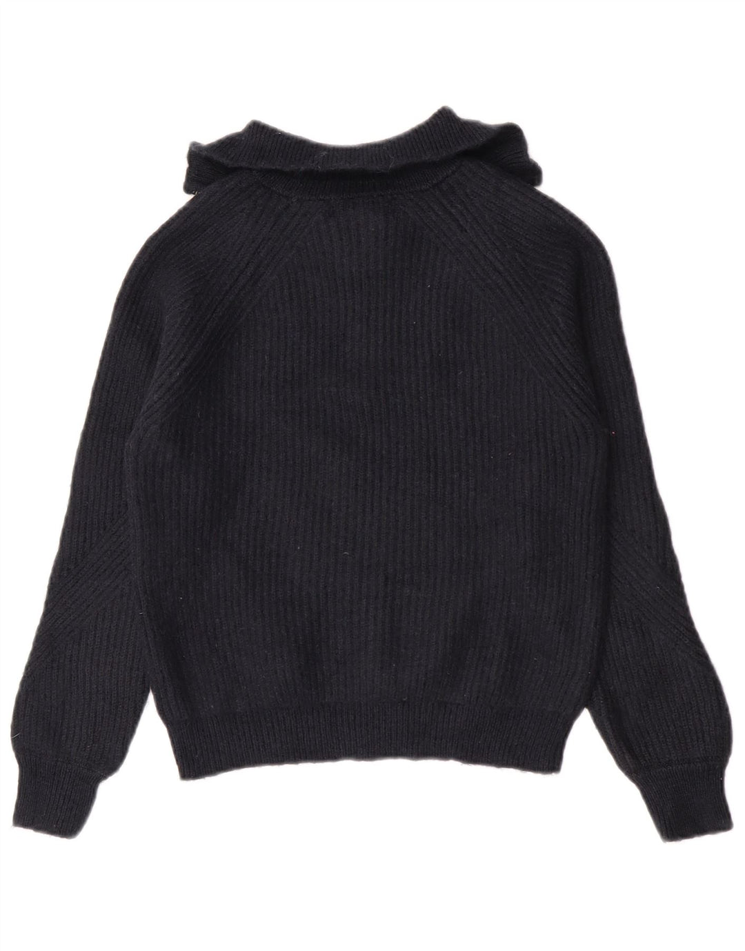 Maglione maglione con collo con zip da donna Marks & Spencer UK 10 piccolo blu navy