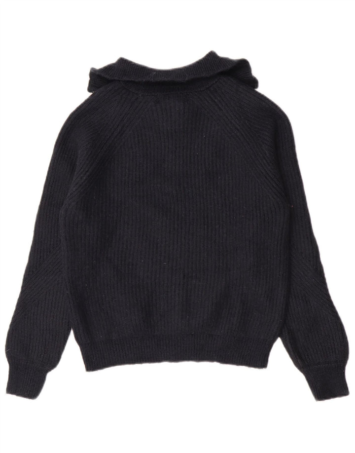 Maglione maglione con collo con zip da donna Marks & Spencer UK 10 piccolo blu navy