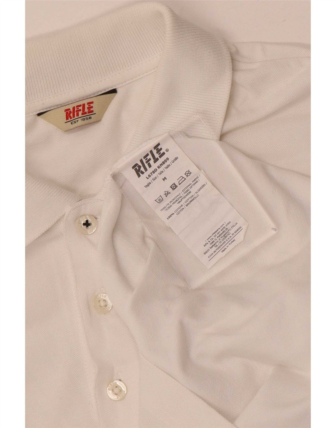 Polo da uomo Rifle in cotone bianco medio