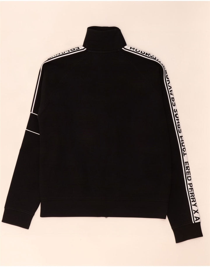 Giacca da ginnastica da uomo con grafica Fred Perry, piccola, in cotone color block nero
