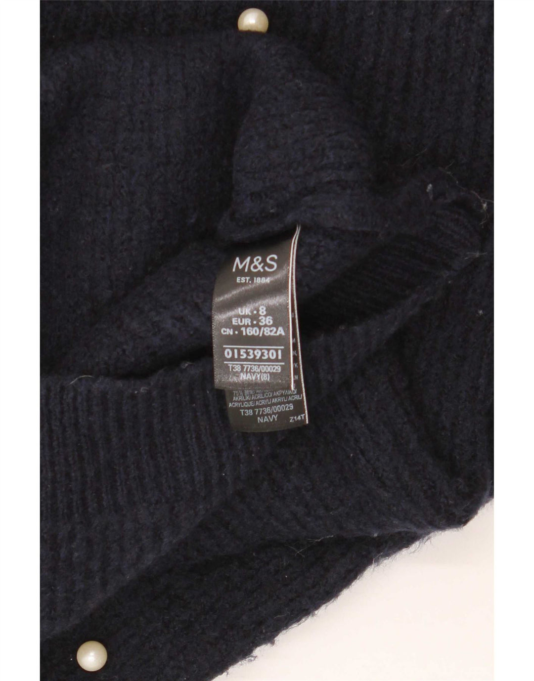Maglione maglione con scollo a barca da donna Marks & Spencer UK 8 piccolo blu navy