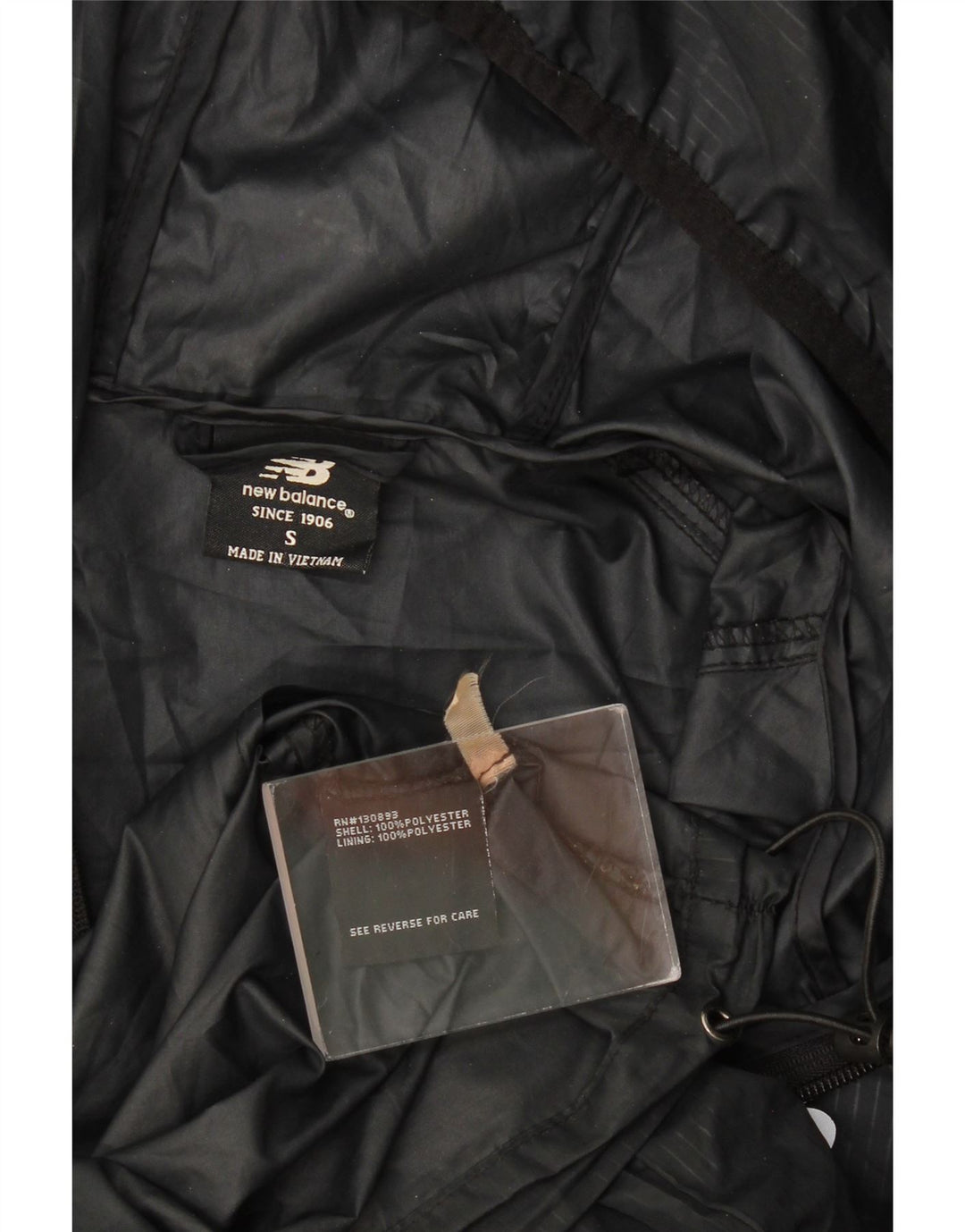 Giacca antipioggia con cappuccio grafica da uomo New Balance UK 36 piccola poliestere nero
