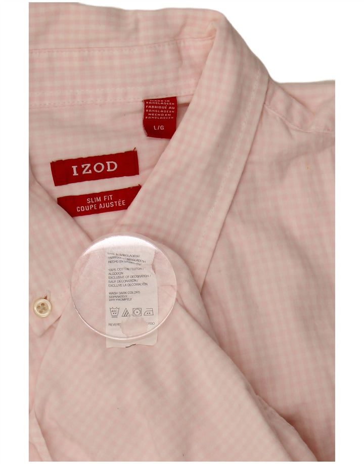 Camicia slim fit da uomo IZOD grande in cotone a quadretti rosa