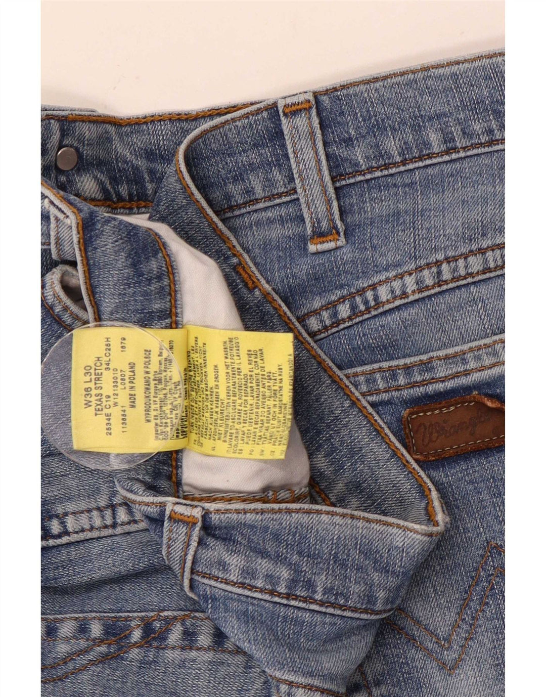 Jeans dritti elasticizzati Texas Wrangler da uomo W36 L30 cotone blu