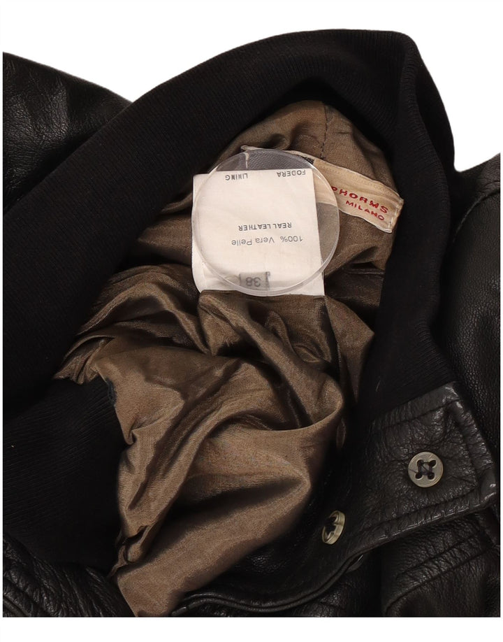 Giacca in pelle corta da donna vintage IT 38 XS in pelle nera