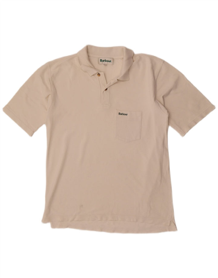 Polo da uomo Barbour grande in cotone bianco sporco