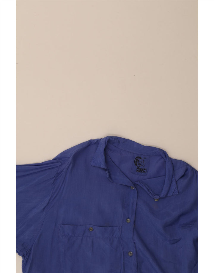 VINTAGE Womens Oversized Shirt Blouse EU 42 Large Blue Viscose Vintage Vintage and Second-Hand Vintage from Messina Hembry 