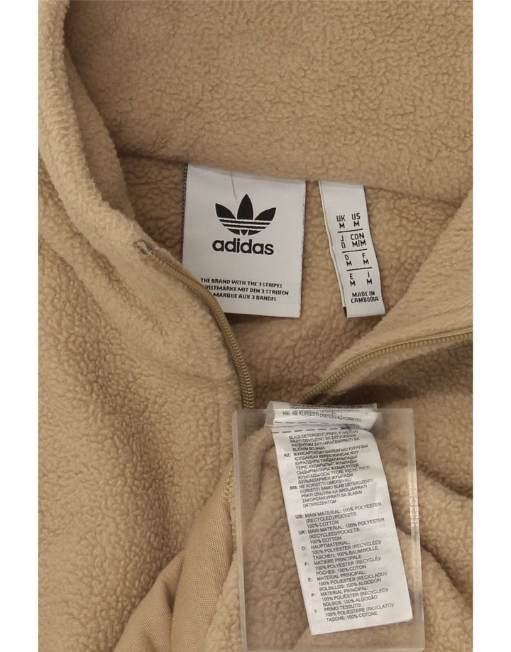 Maglione in pile Adidas da uomo con zip grafica e poliestere beige medio