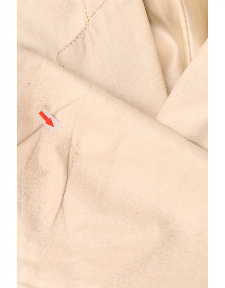 Set gonna vintage in pelle da donna in 2 pezzi UK 12 medio W26 bianco sporco