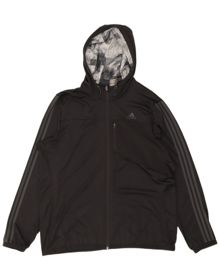 Giacca da ginnastica da uomo Adidas Climacool con cappuccio, grande, in poliestere nero