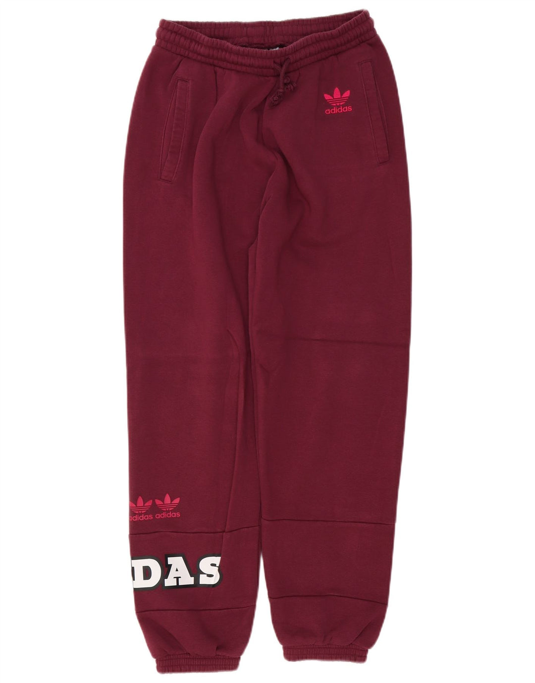 Pantaloni da tuta con grafica ADIDAS da donna Joggers UK 12 Borgogna medio