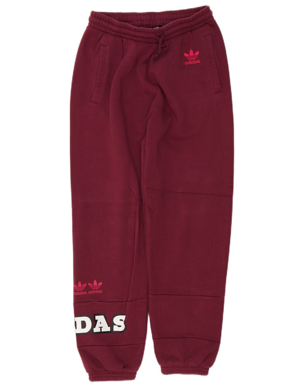 Pantaloni da tuta con grafica ADIDAS da donna Joggers UK 12 Borgogna medio
