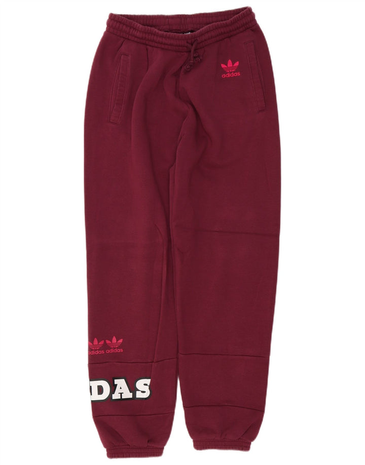 Pantaloni da tuta con grafica ADIDAS da donna Joggers UK 12 Borgogna medio