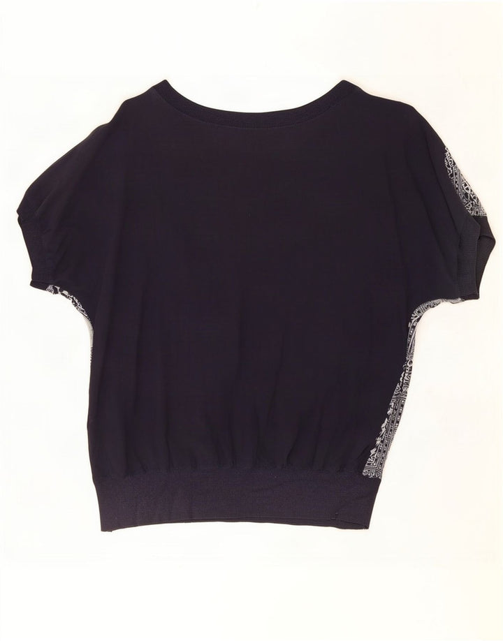 Camicetta oversize da donna di Diana Bentall Top UK 16 Grande patchwork blu navy