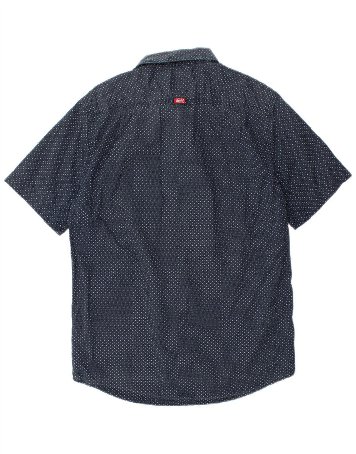 Camicia a maniche corte da uomo Superdry Large in cotone maculato blu navy