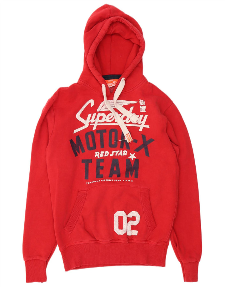 Maglione con cappuccio grafico da uomo Superdry in cotone rosso medio